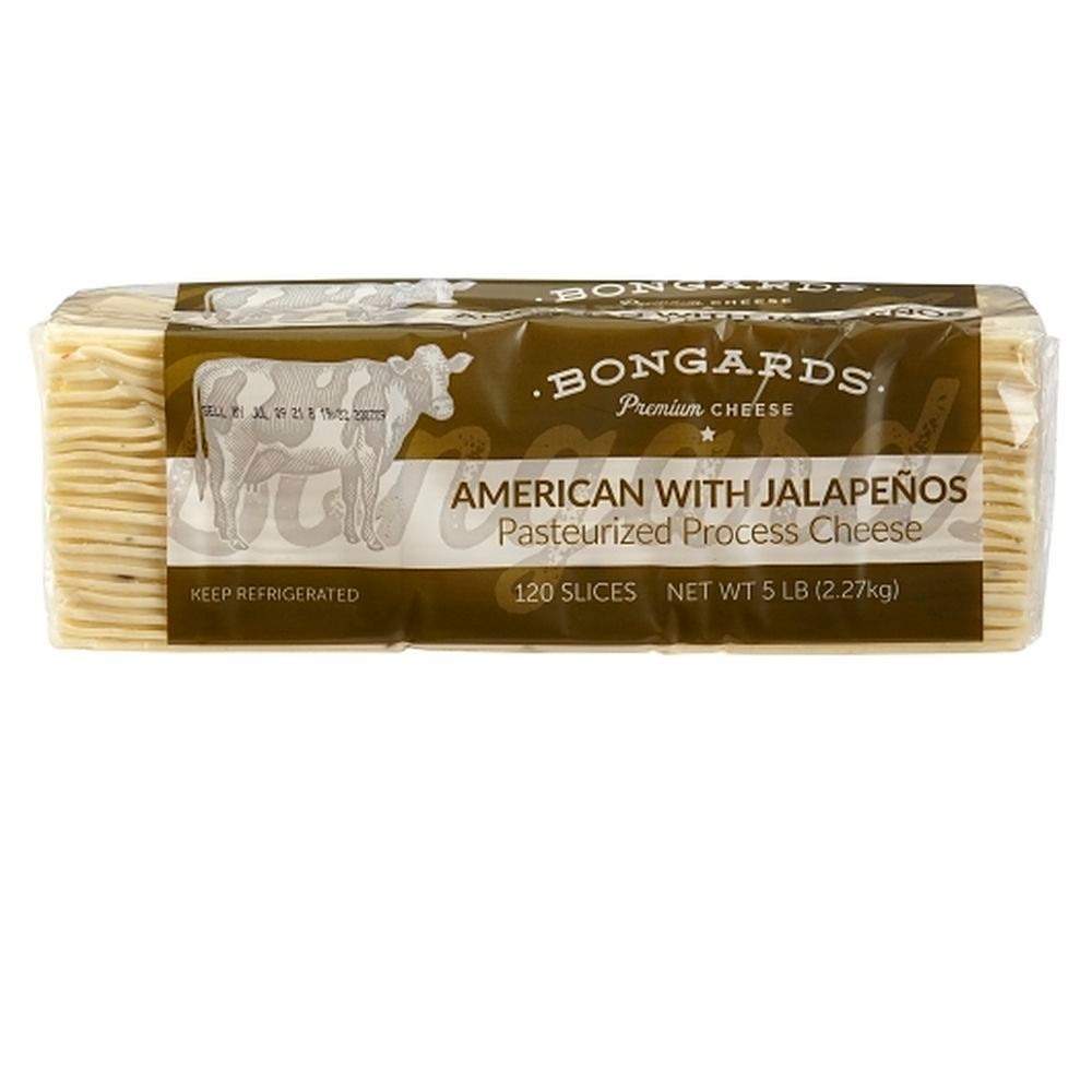 Bongards Pasteurized Process Jalapeno American Cheese Slices, 5 Pound -- 4 per case