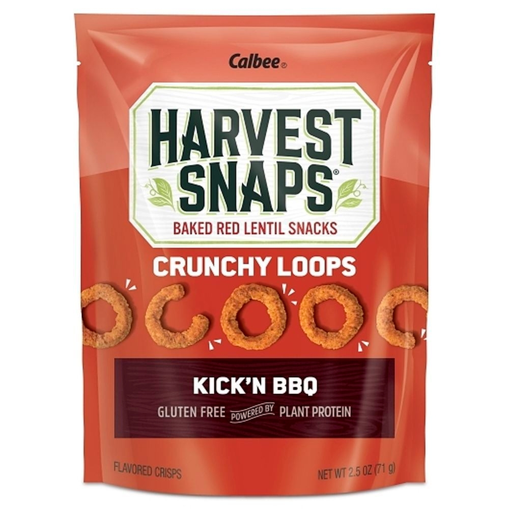 Harvest Snaps Kickn BBQ Red Lentil Crunchy Loops, 2.5 Ounce -- 12 per case