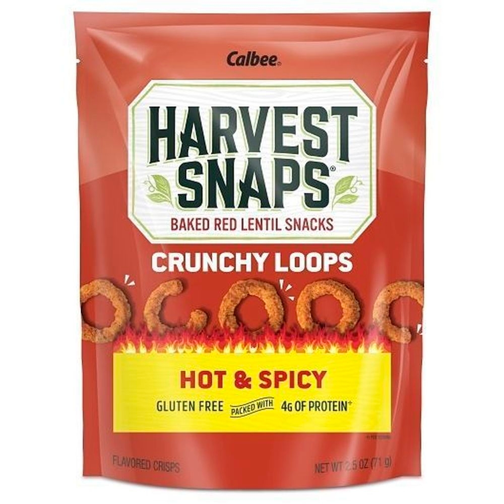 Harvest Snaps Red Lentil Hot and Spicy Crunchy Loops, 2.5 Ounce -- 12 per case