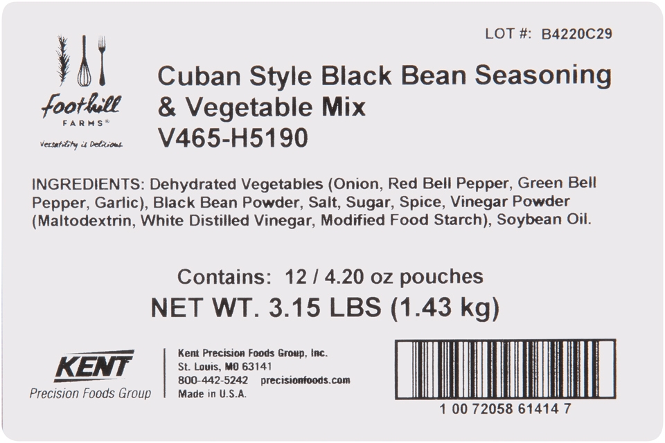 Foothill Farms Cuban Style Black Bean Seasoning and Vegetable Mix, 4.2 Ounce -- 12 per case.