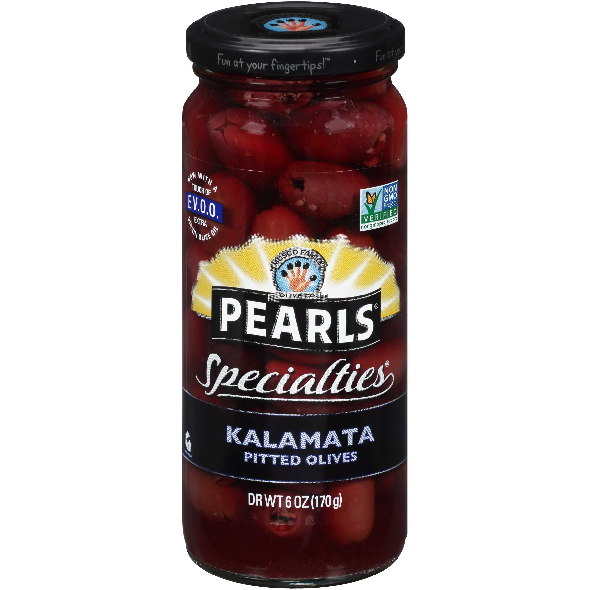 Pearls Specialties Kalamata Pitted Olives, 6 Ounce -- 6 per case.