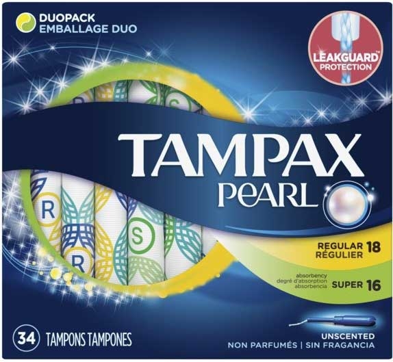 Tampax Pearl Duo Tampons, 34 count per pack -- 6 per case.