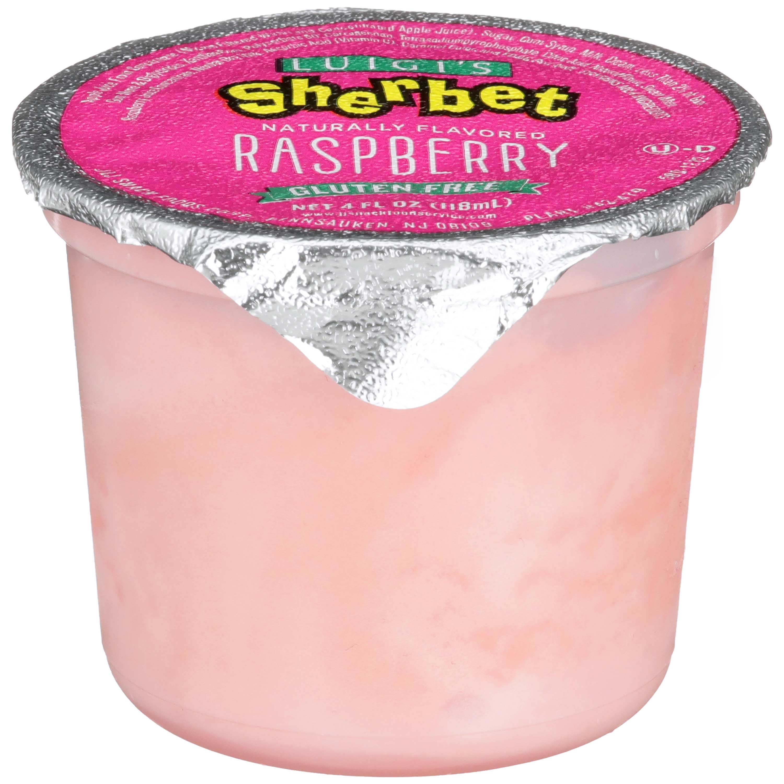 Luigis Raspberry Sherbet Cup, 4 Ounce -- 96 per case.