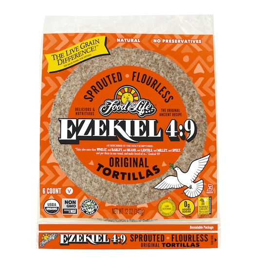 Food For Life Organic Ezekiel 4:9 Sprouted Whole Grain Tortillas, 12 Ounce -- 12 per case