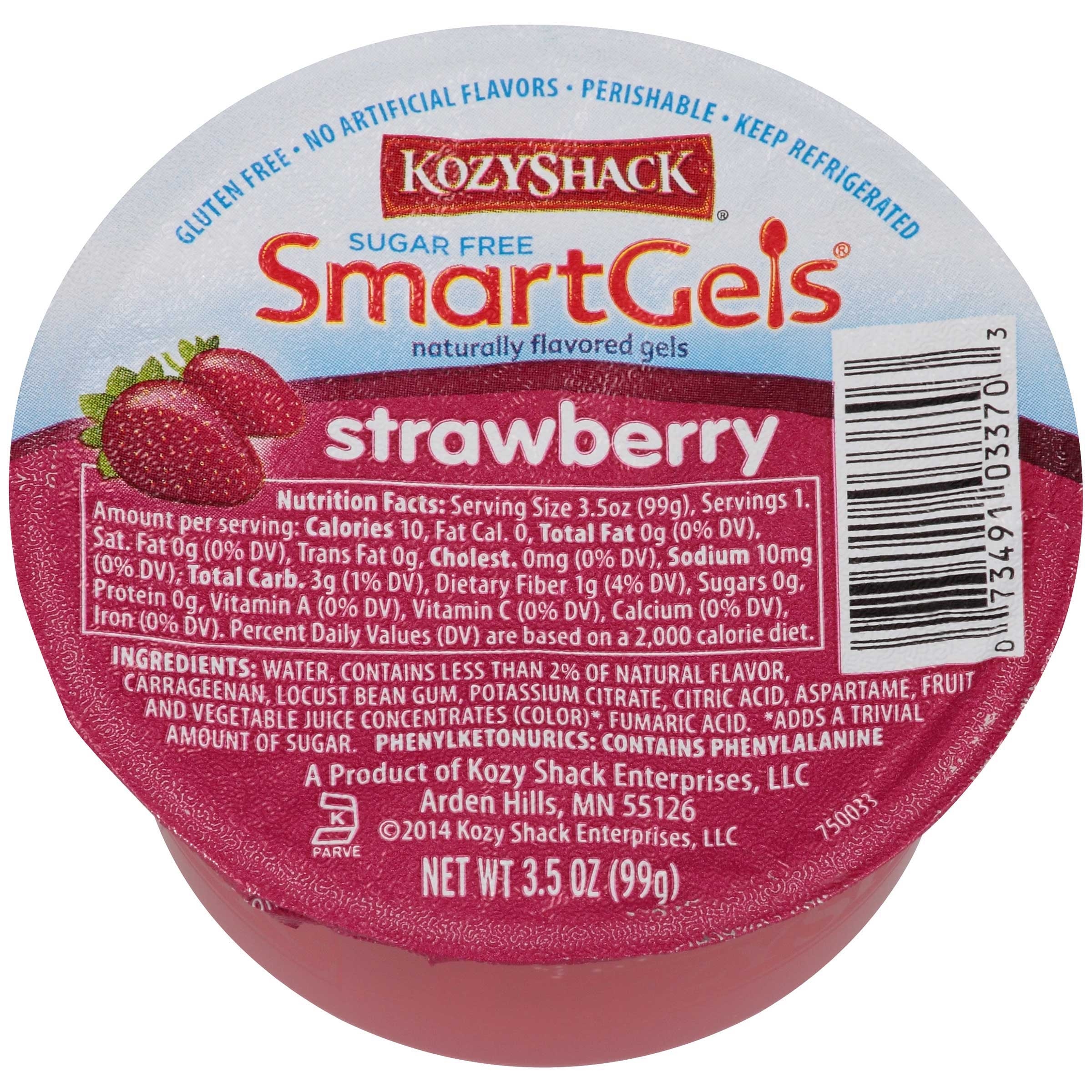 Kozy Shack Sugar Free Strawberry Gel, 3.5 Ounce -- 48 per case.