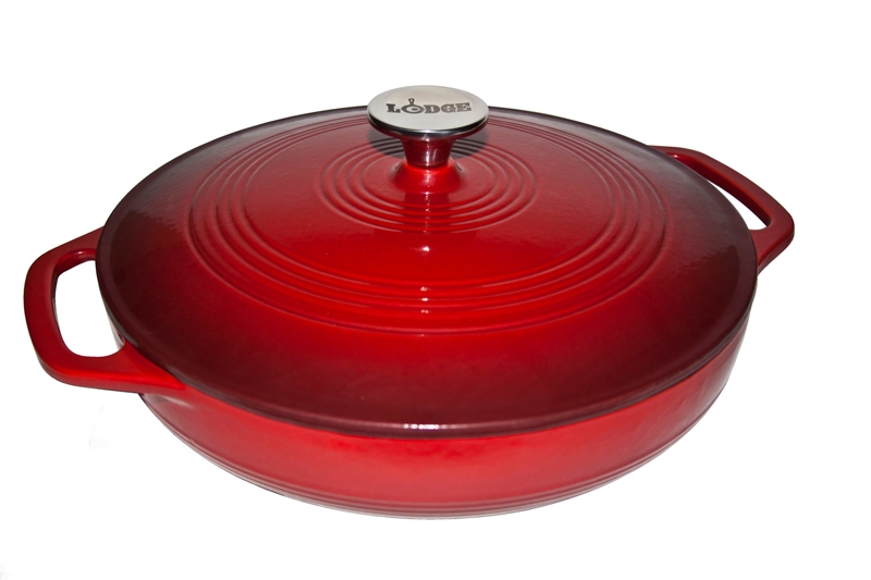 Lodge Red Enamel Casserole, 3.6 Quart.