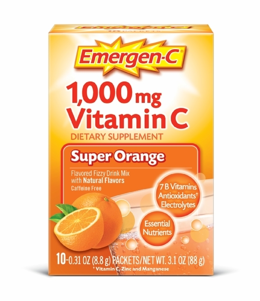 Emergen C Super Orange Flavored Fizzy Drink Mix Dietary Supplement - 10 per pack -- 36 packs per case.