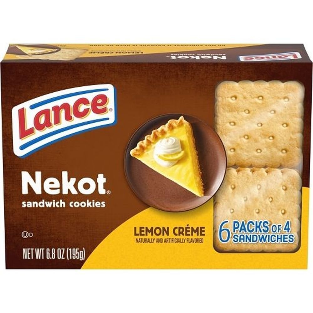 Lance Nekot Lemon Creme Sandwich Cookies, 6.8 Ounce -- 12 per case