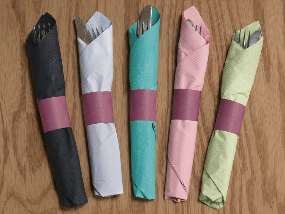 Smith Lee Flat Burgundy Napkin Bandit, 1.5 x 4.25 inch - 2500 per pack -- 4 packs per case.