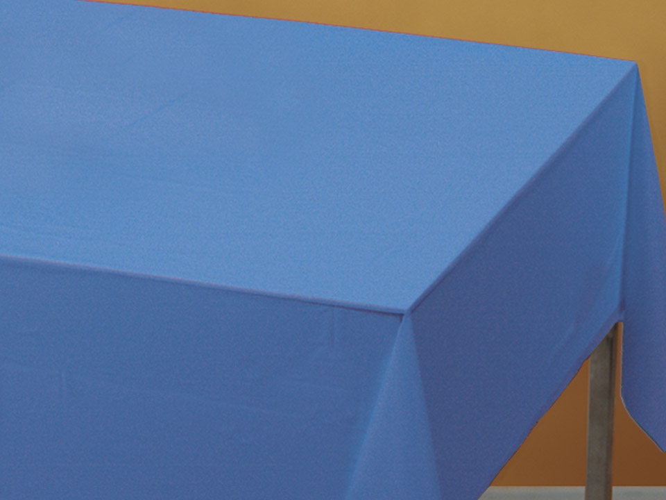 Smith Lee Blue Extra Plastic Table Cover, 54 x 108 inch -- 12 per case.
