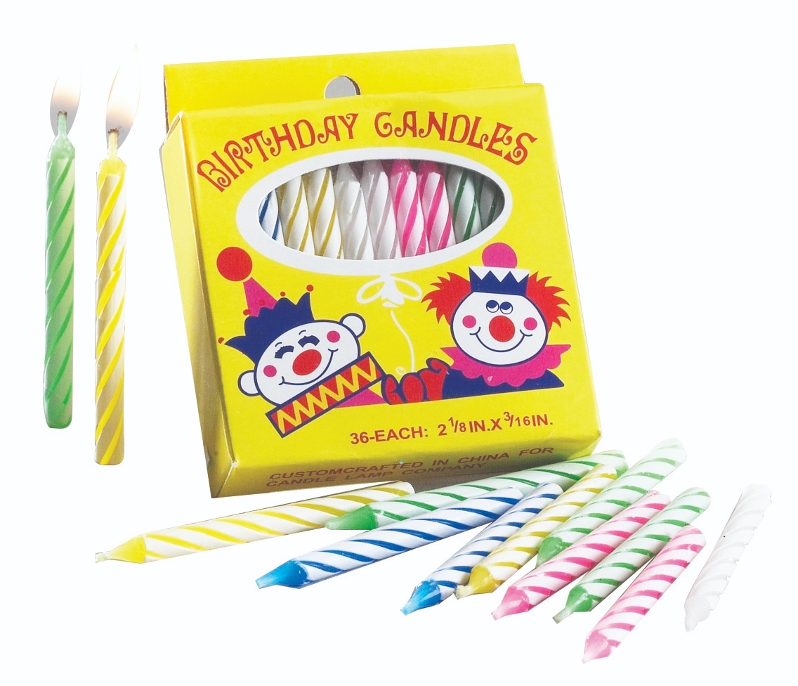Sterno Spiral Stripe Birthday Candles -- 144 per case.