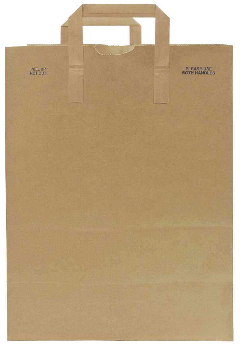 AJM Packaging E Z Tote Natural Kraft Grocery Sack with Handle -- 300 per case.