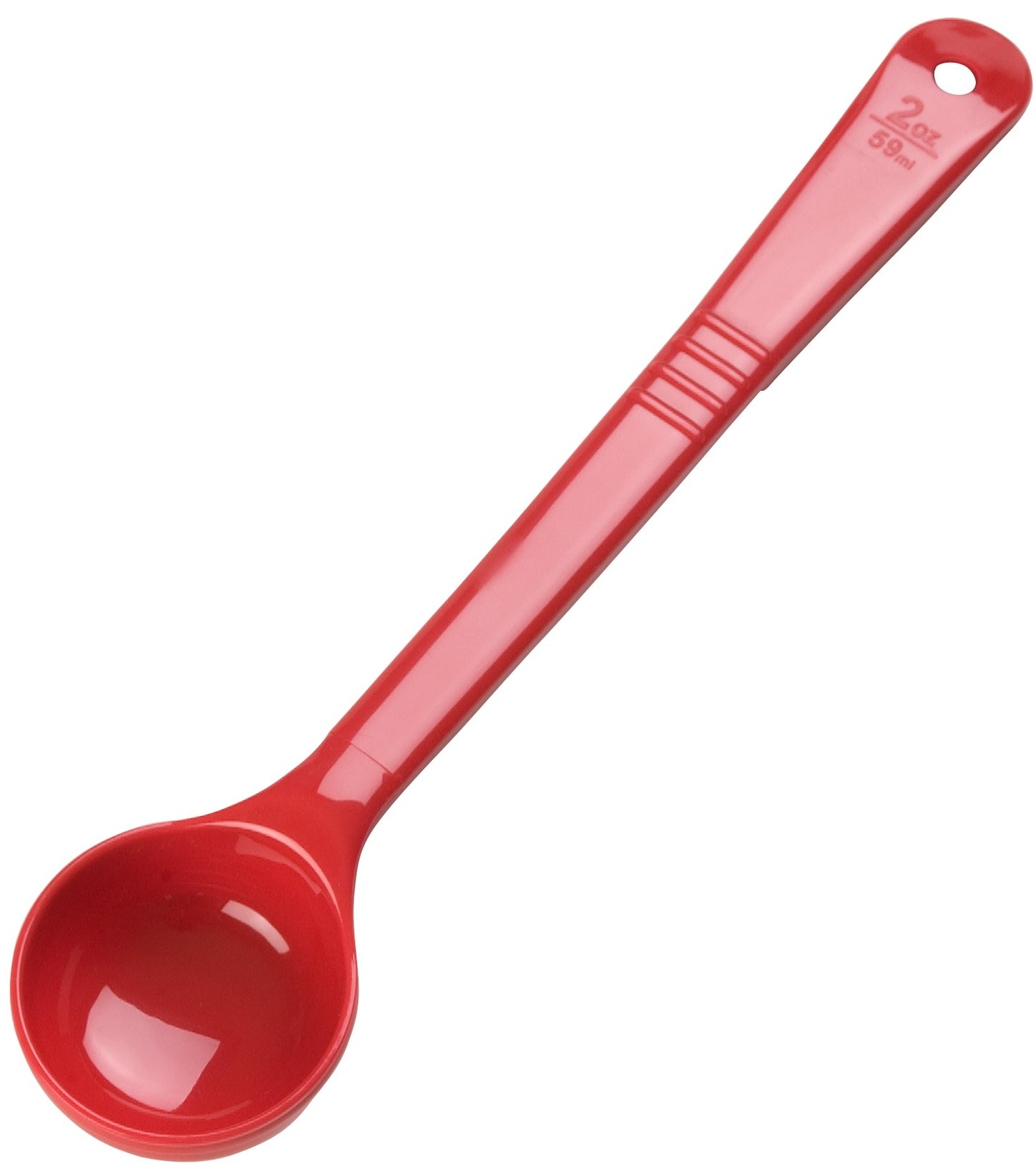 Carlisle Measure Miser Red Solid Long Handle Spoon, 2 Ounce -- 12 per case