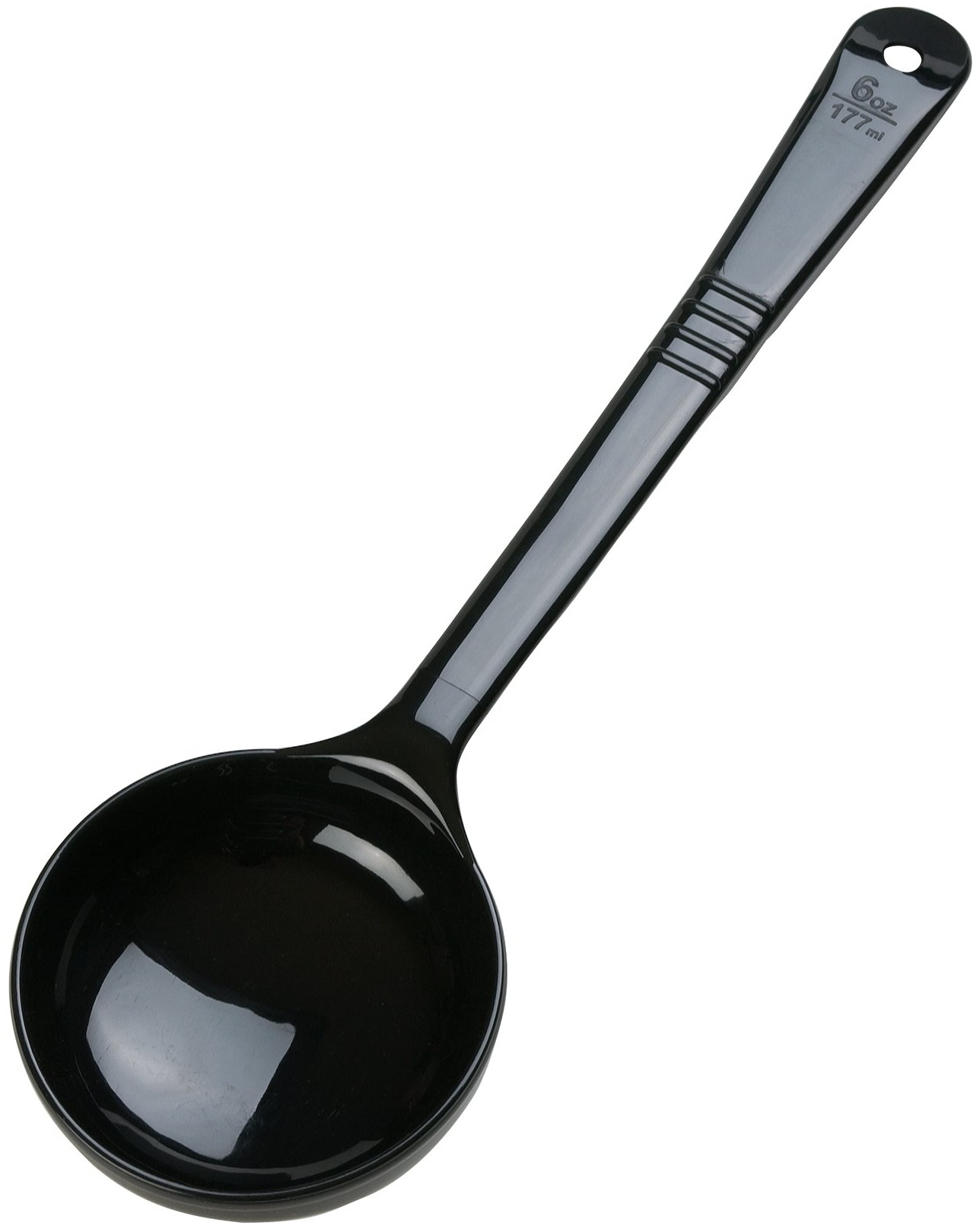 Carlisle Measure Miser Black Solid Long Handle Spoon, 6 Ounce -- 12 per case
