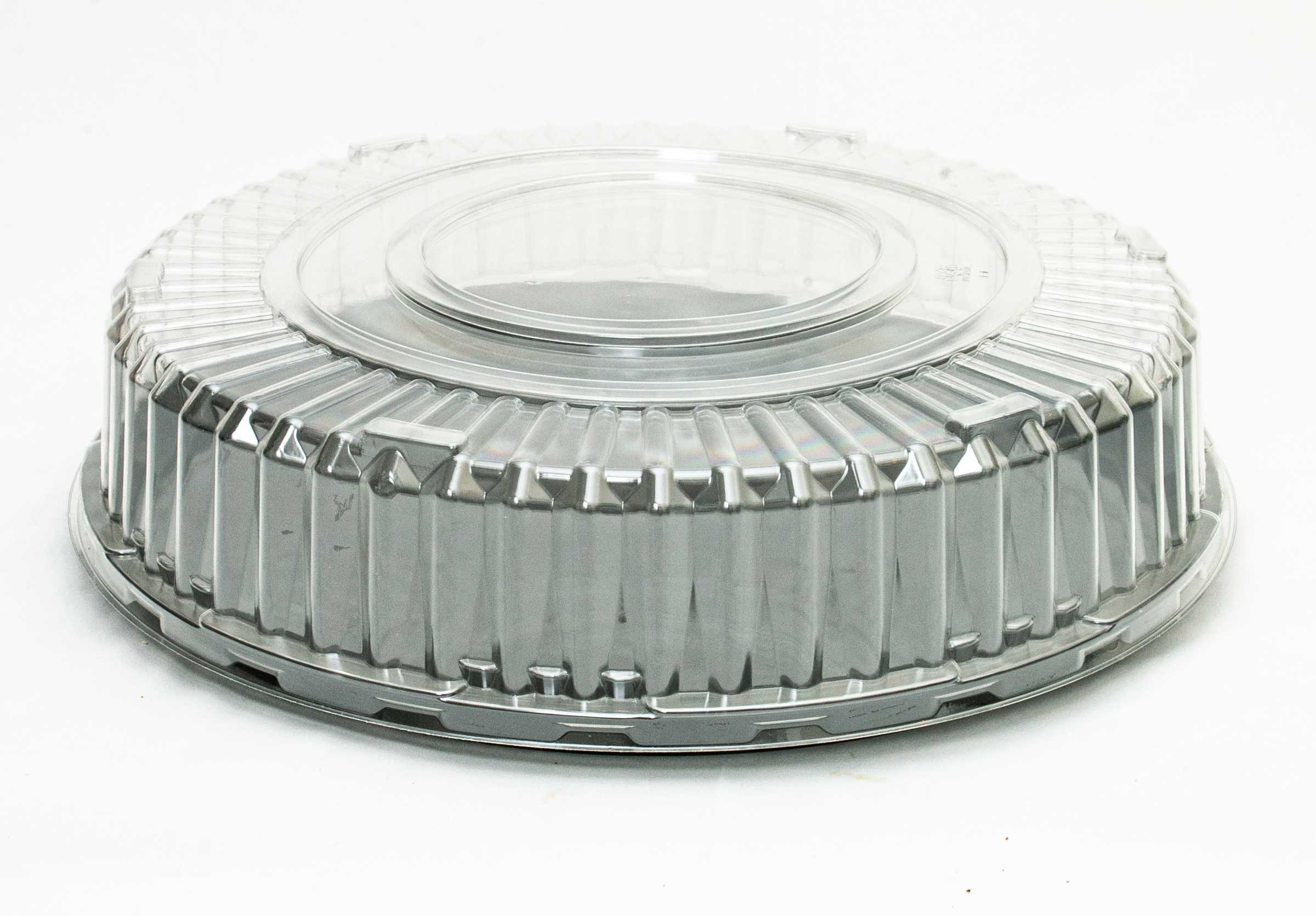 Fineline Settings Black Round Cater Tray Combo with Clear Lid, 18 inch -- 25 per case