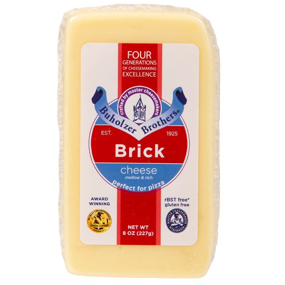 Buholzer Brothers Mellow and Rich Brick Cheese Chunk, 8 Ounce -- 12 per case