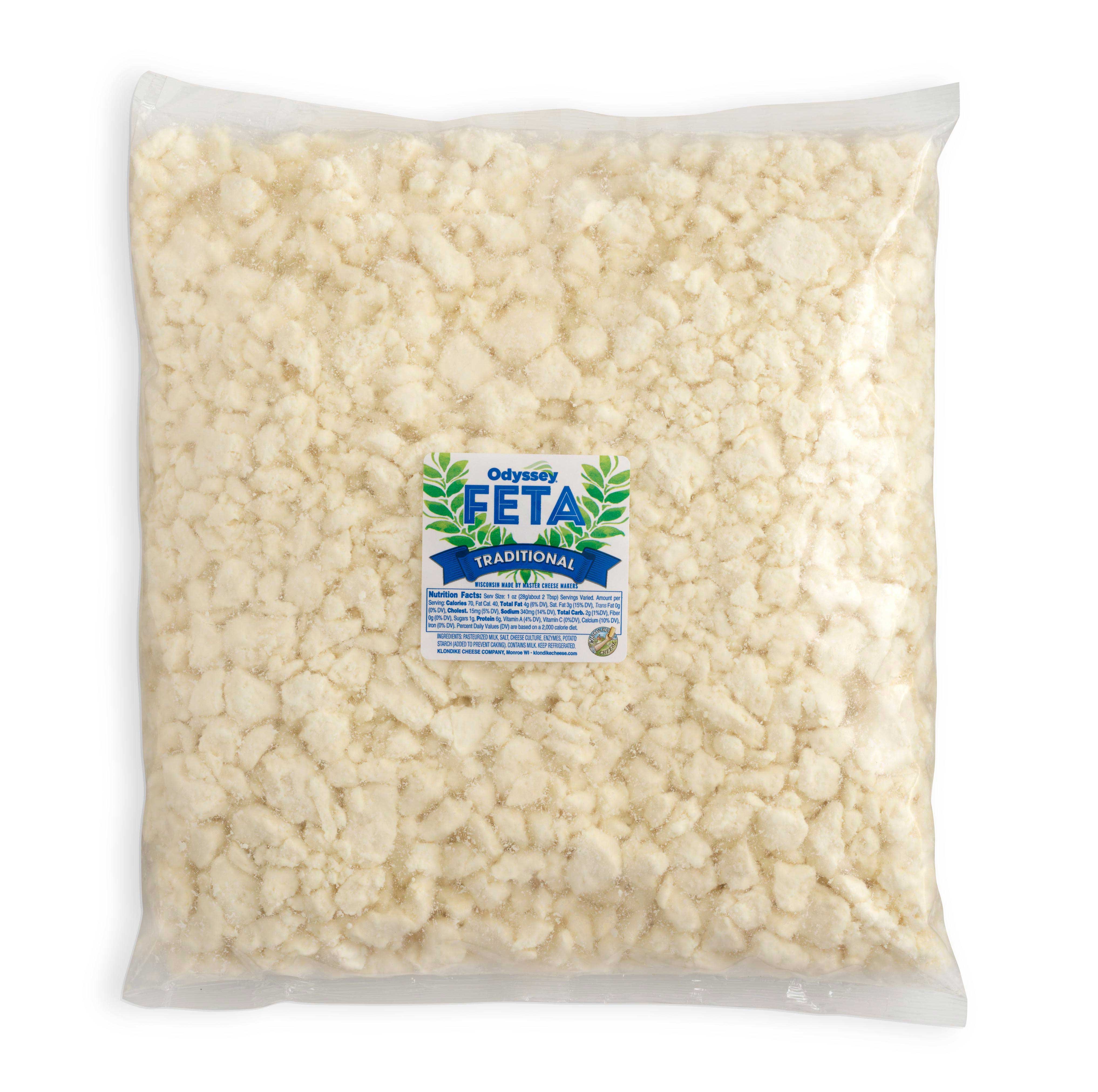 Odyssey Traditional Crumbled Feta Cheese, 5 Pound -- 4 per case.