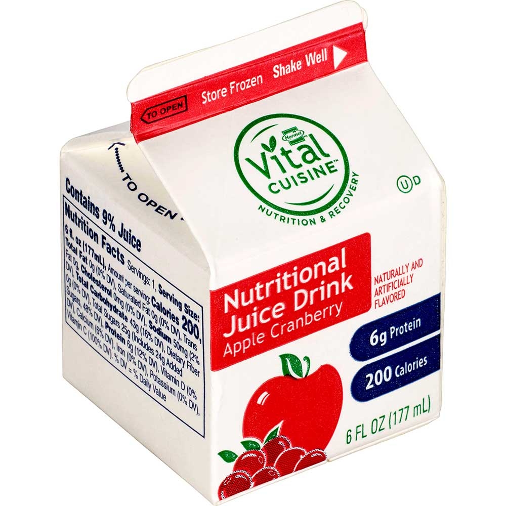 Hormel Vital Cuisine Nutritious Juice Drinks , Apple Cranberry, 6 Ounce -- 50 per case