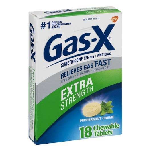 Gas X Peppermint Creme Extra Strength Chewable Tablet - 18 count per pack -- 24 packs per case