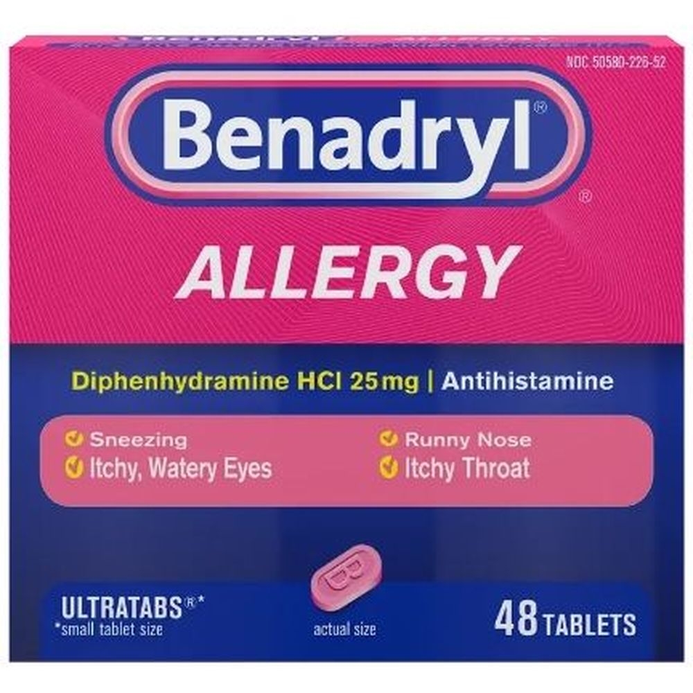 Benadryl Allergy Ultratabs Tablets with Allergy Relief and Diphenhydramine HCI, 48 count -- 72 per case