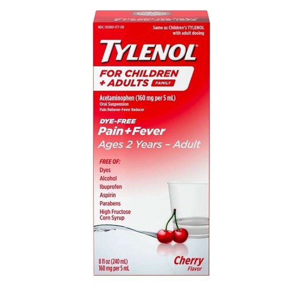 Tylenol Pain Plus Fever Cherry Syrup, 8 Fluid Ounce Bottle -- 24 per case