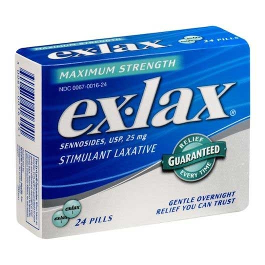 Ex Lax Maximum Strength Stimulant Laxative Constipation Relief Pills - 24 count per pack -- 24 packs per case