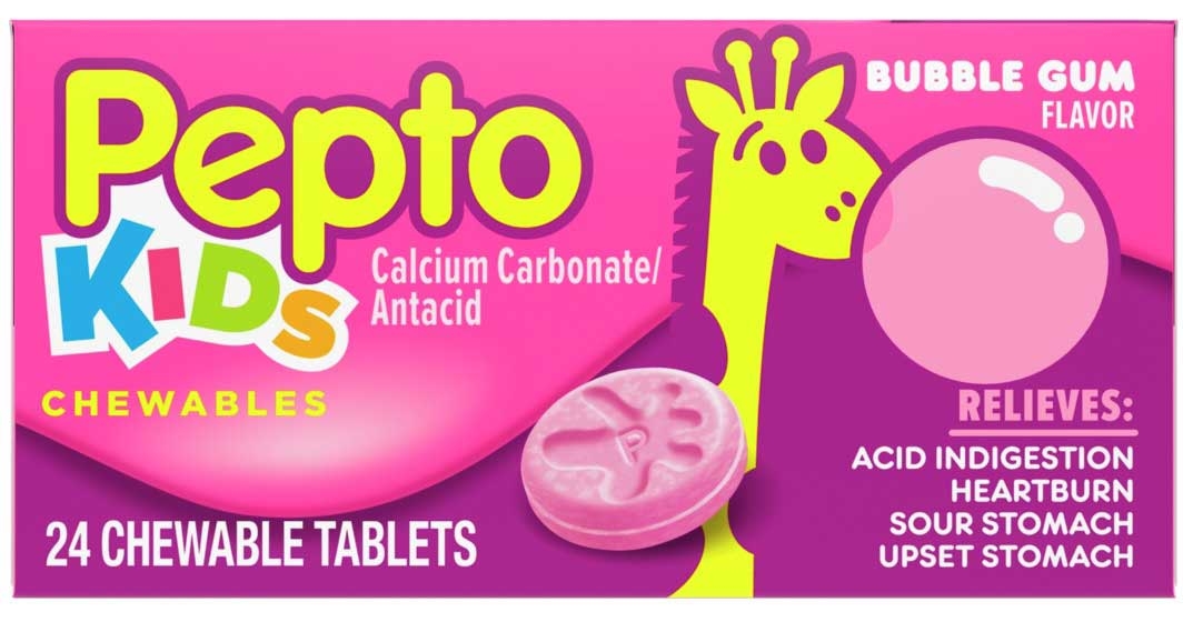 Pepto Bismol Childrens Bubble Gum Chewable Tablet, 24 count per pack -- 24 per case.