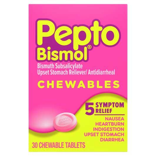 Pepto Bismol Original Chewable Tablet - 30 count per pack -- 24 packs per case