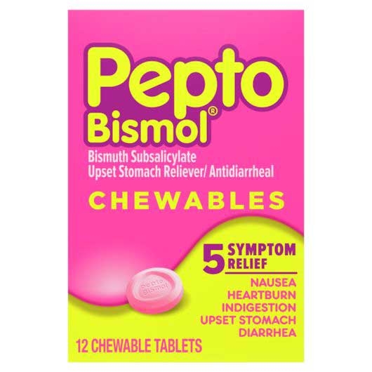 Pepto Bismol Original Chewable Tablet - 12 count per pack -- 24 packs per case