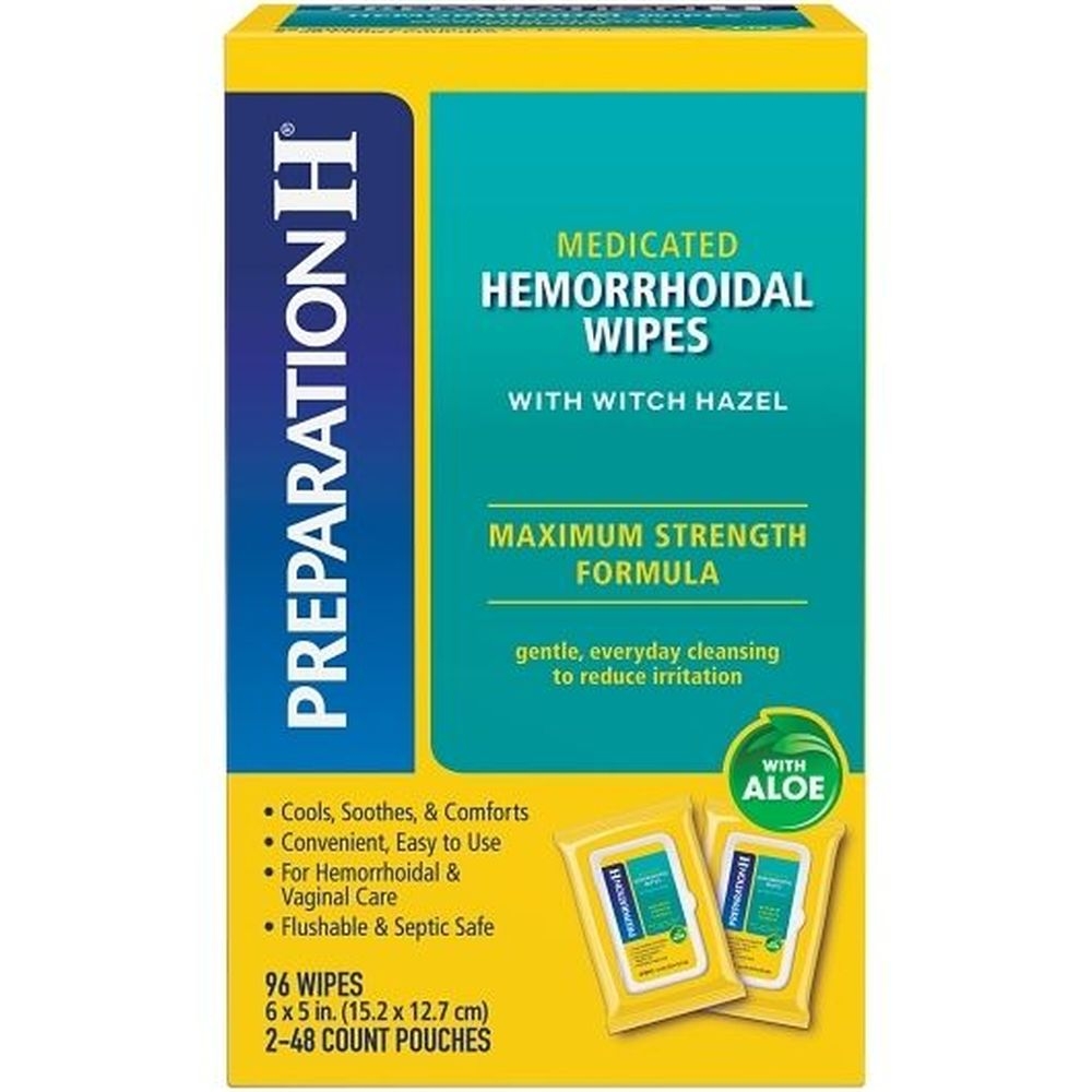 Preparation H Medicated Hemorrhoidal Wipes with Witch Hazel, 96 count -- 12 per case