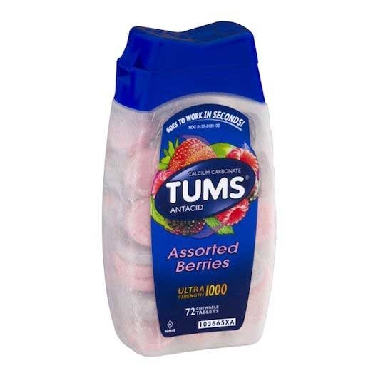 Tums Ultra Strength 1000 Assorted Berries Chewable Tablet - 72 count per pack -- 24 packs per case