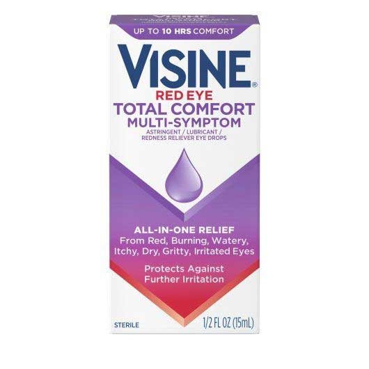 Visine Red Eye Total Comfort All In One Relief Eye Drops, 0.5 Fluid Ounce -- 36 per case