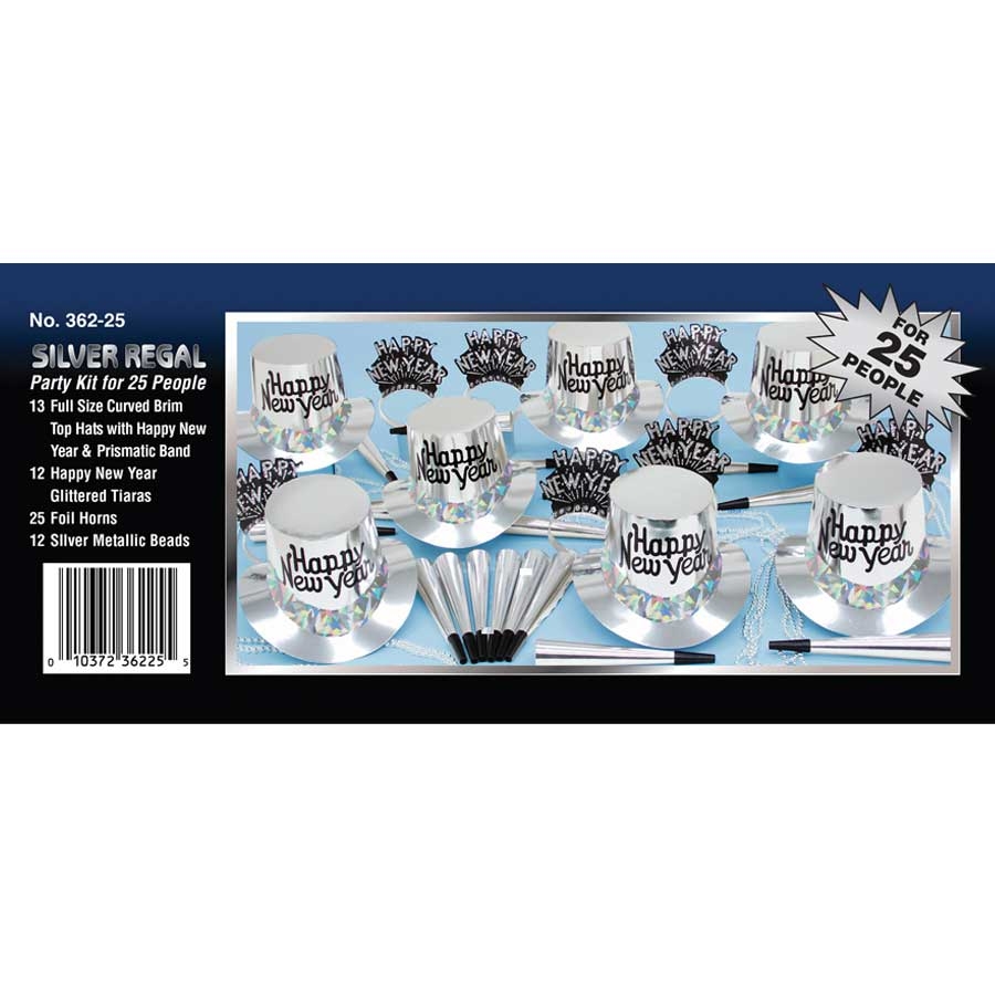 Party Time Silver Regal party Kit for 25 People