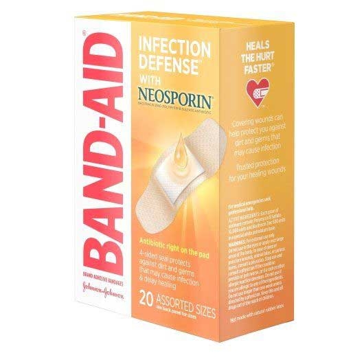 Band-Aid Infection Defense with Neosporin Assorted Size Adhesive Bandage - 20 count per pack -- 24 packs per case