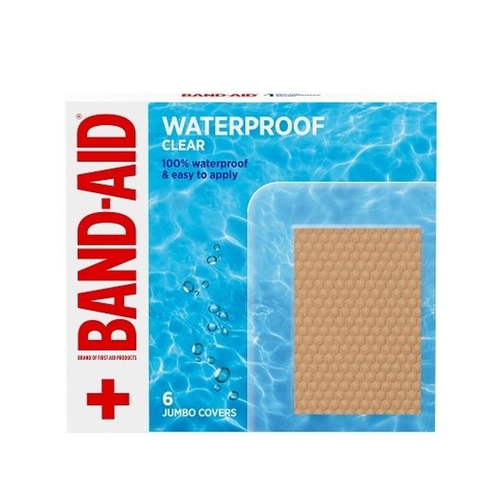 Band-Aid Waterproof Clear Jumbo Adhesive Bandages, 6 count -- 12 per case