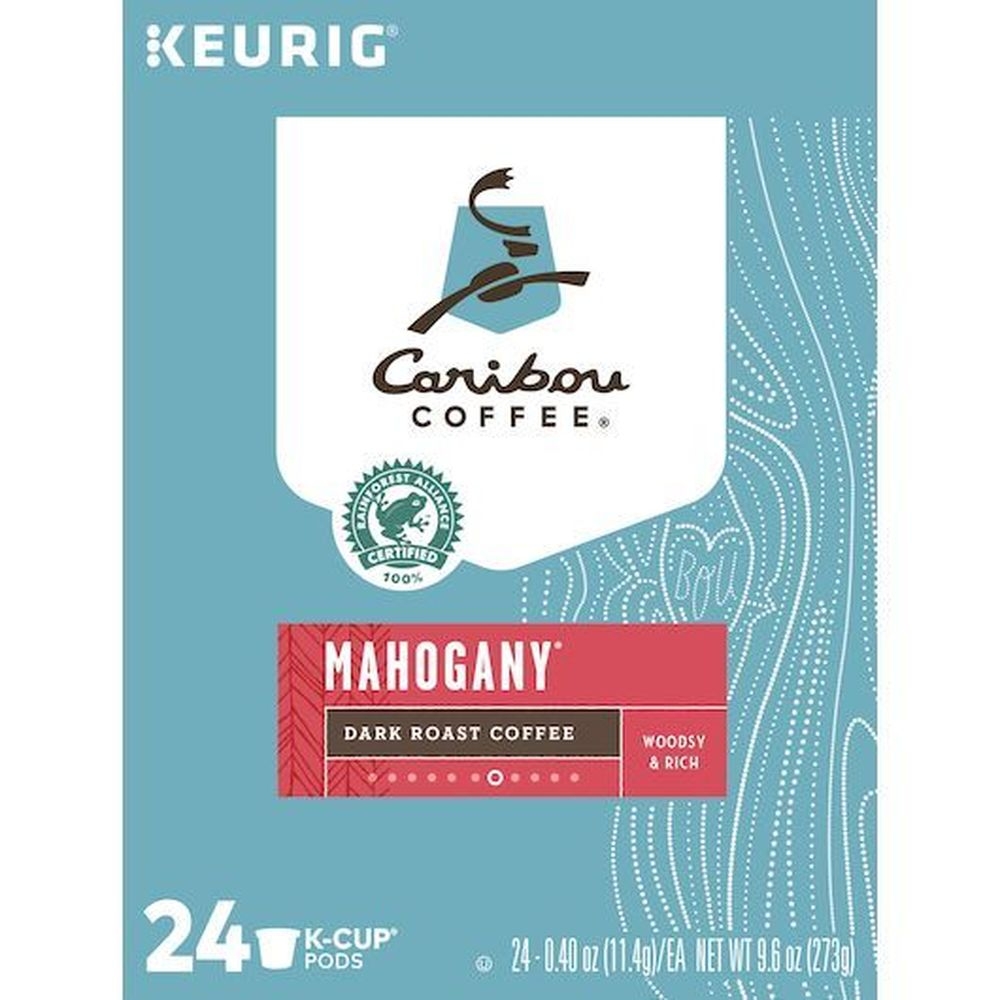 Caribou Coffee Mahogany Blend Dark Roast Keurig K-Cup Pod, 24 count -- 4 per case