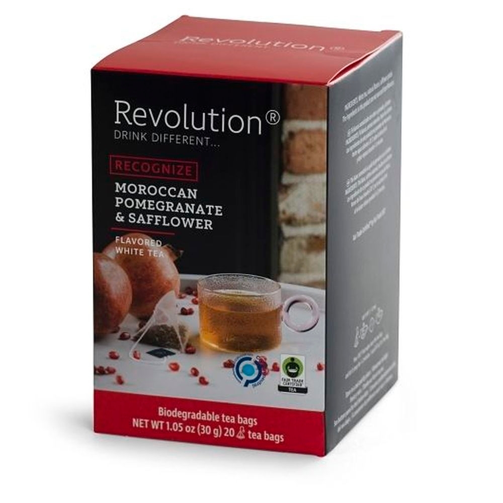 Revolution Moroccan Pomegranate and Safflower Flavored White Tea Pyramid, 20 tea bags -- 6 per case