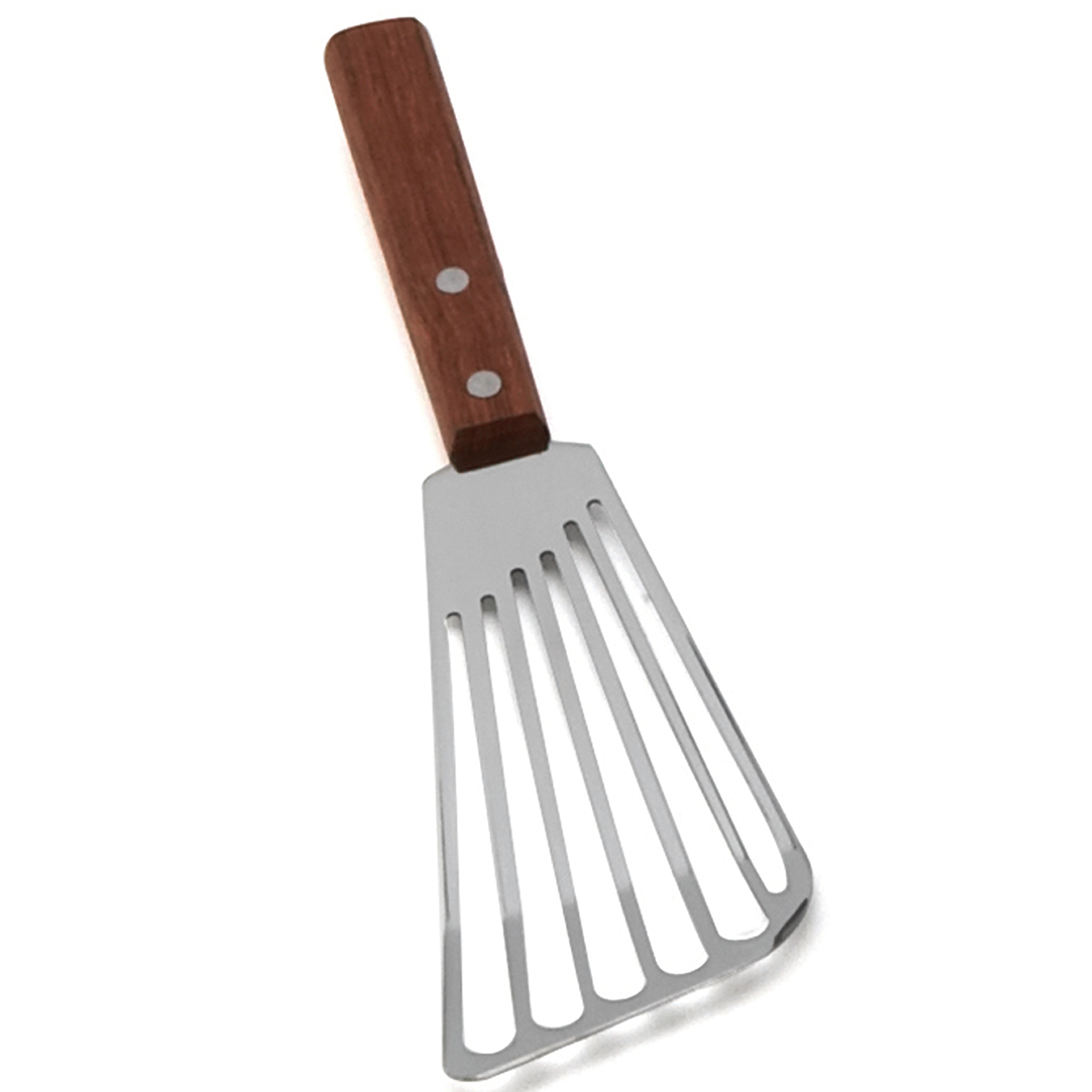 Tablecraft Stainless Steel Fish Turner with Wood Handle, 6 inch