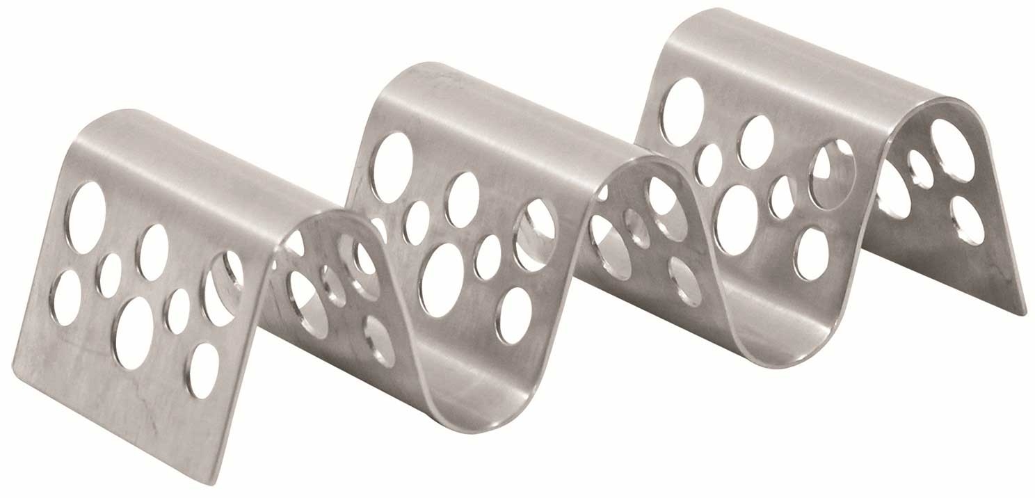 Tablecraft 2-3 Taco Taxi Stainless Steel Stamped Circle Patten Taco Server -- 12 per case