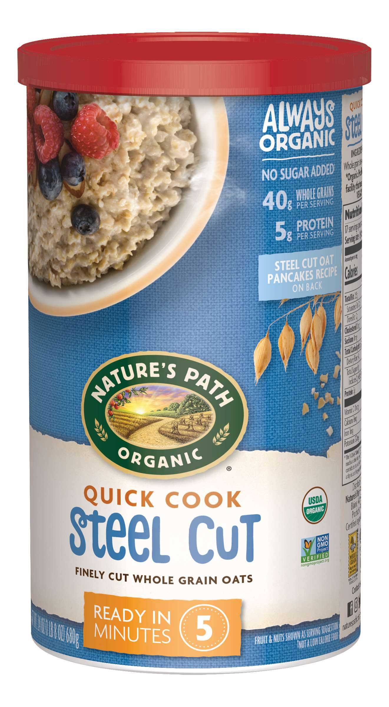 Natures Path Quick Cook Steel Cut Oats, 24 Ounce -- 6 per case.