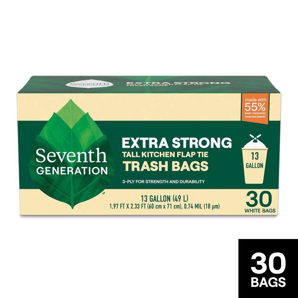 Seventh Generation Extra Strong 13 Gallon Tall Kitchen Trash Bags, 30 count -- 6 per case