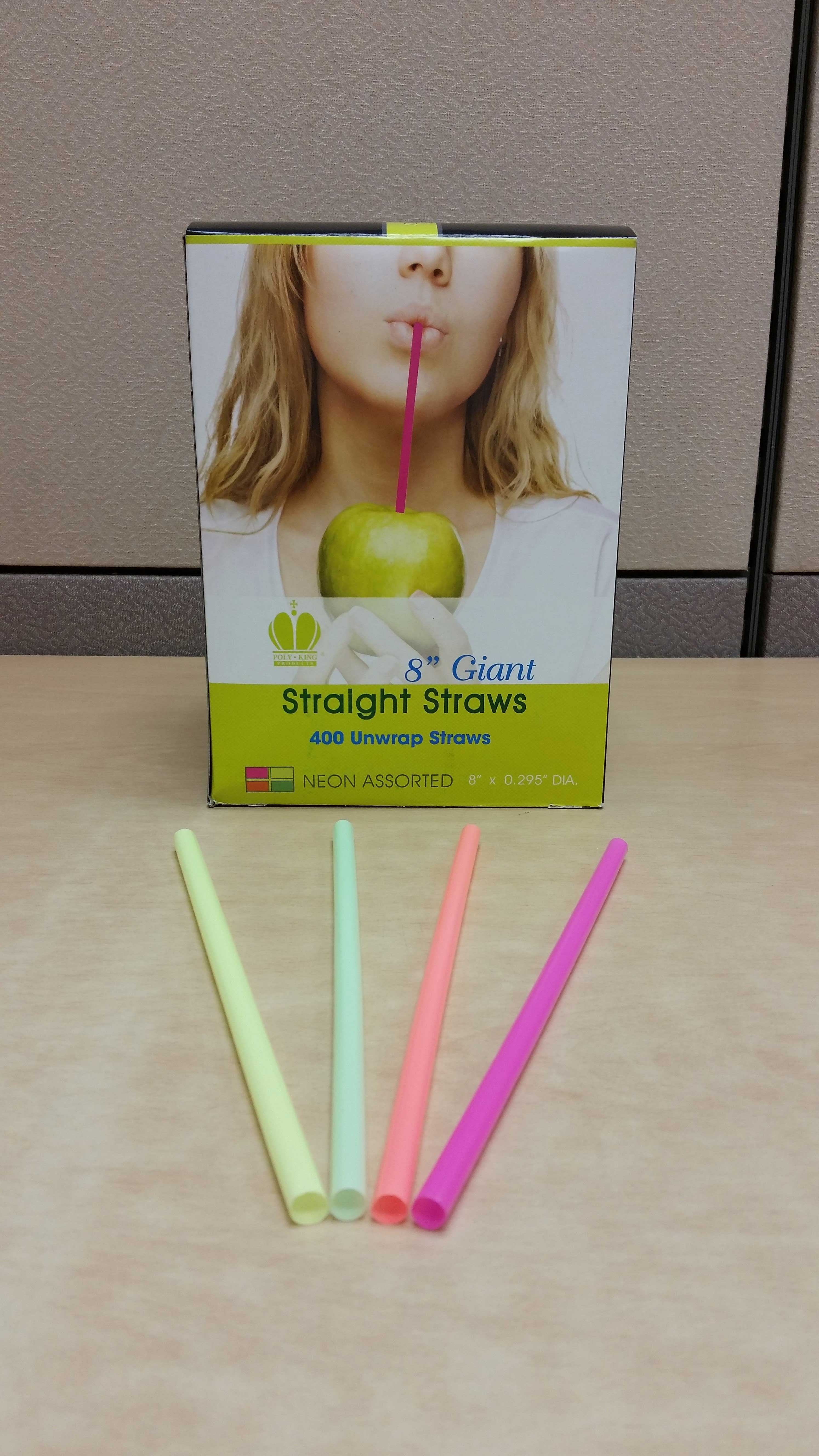 Goldmax Unwrapped Neon Giant Straw, 8 inch -- 2400 per case.