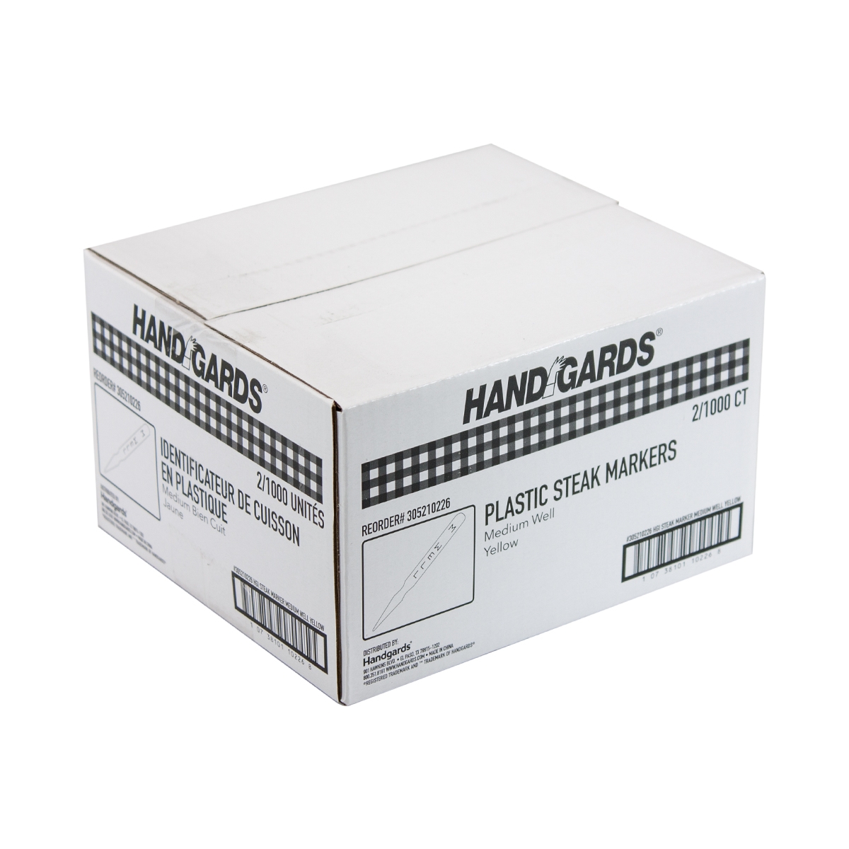 Handgards Yellow Medium Well Disposable Plastic Steak Marker -- 2000 per case.