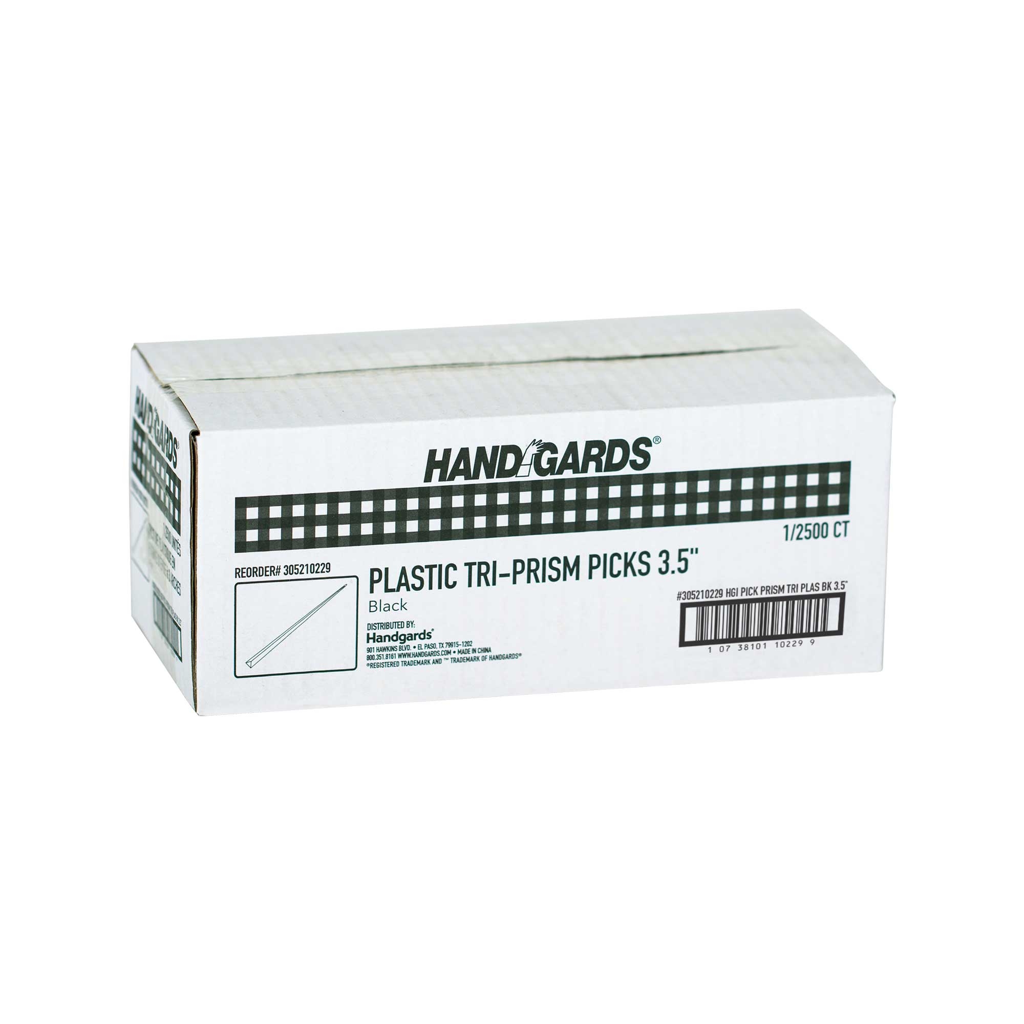 Handgards Black Disposable Plastic Prism Pick, 3.5 inch -- 2500 per case.