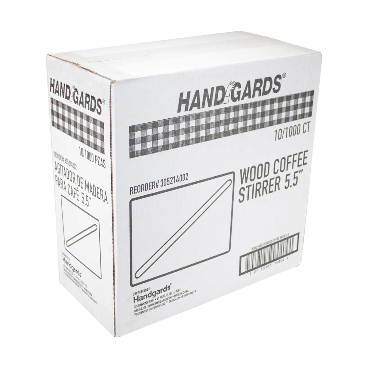 Handgards Disposable Wood Coffee Stirrer, 5.5 inch -- 10000 per case.