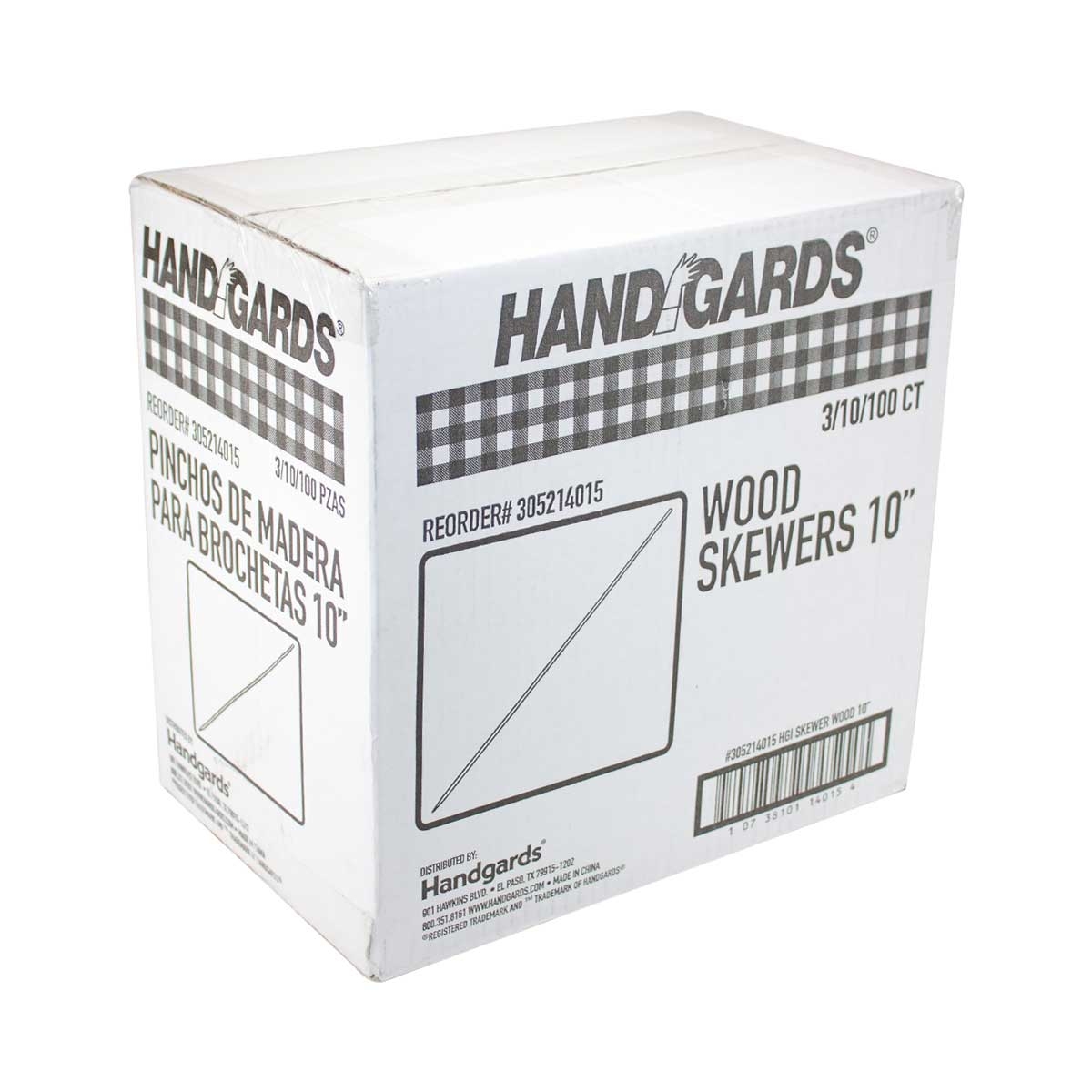 Handgards Disposable Wood Skewer, 10 inch -- 3000 per case.