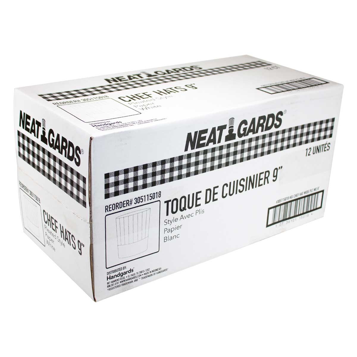 NeatGards White Wide Pleat Disposable Paper Chef Hat, 9 inch -- 12 per case.