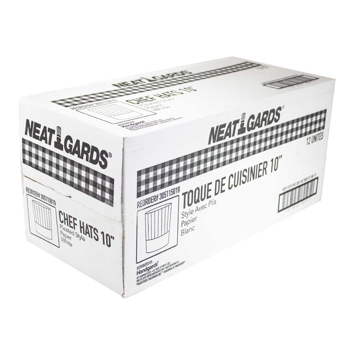 NeatGards White Wide Pleat Disposable Paper Chef Hat, 10 inch -- 12 per case.