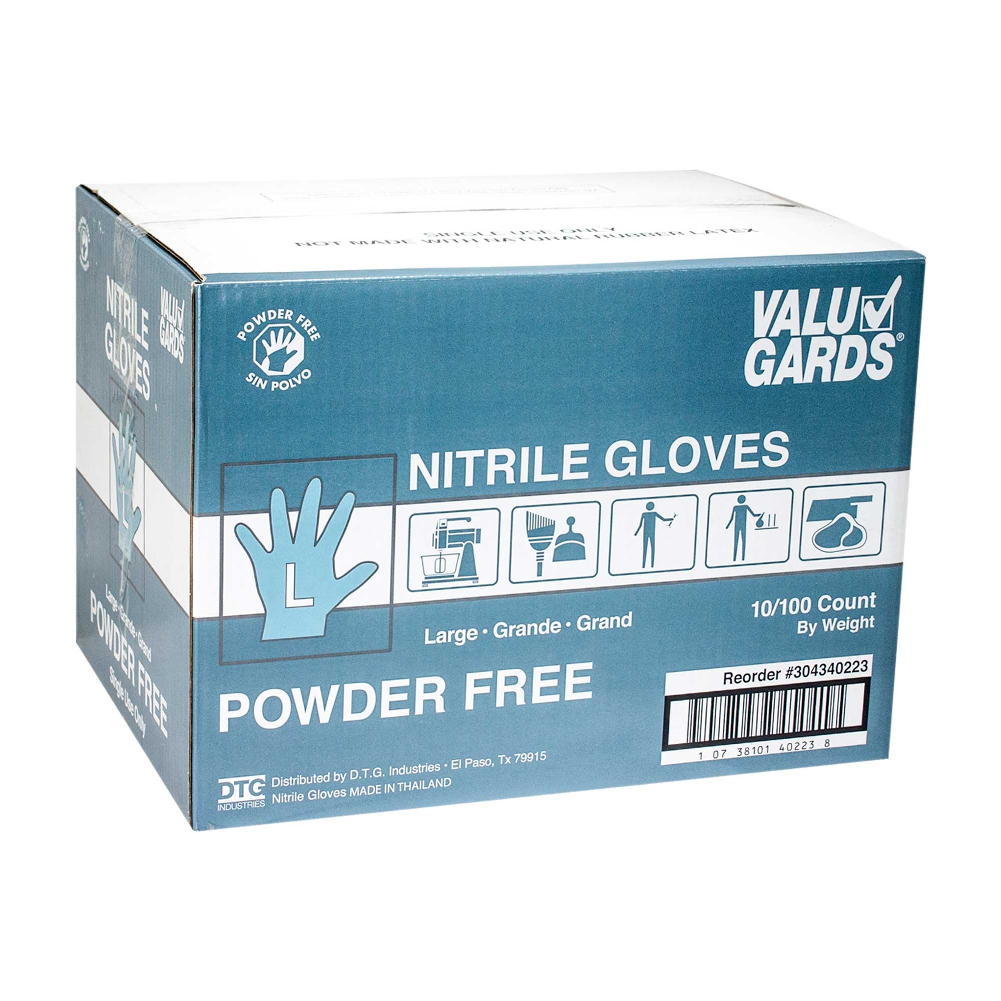 HandGards ValuGards Nitrile White Large Disposable Glove -- 1000 per case.