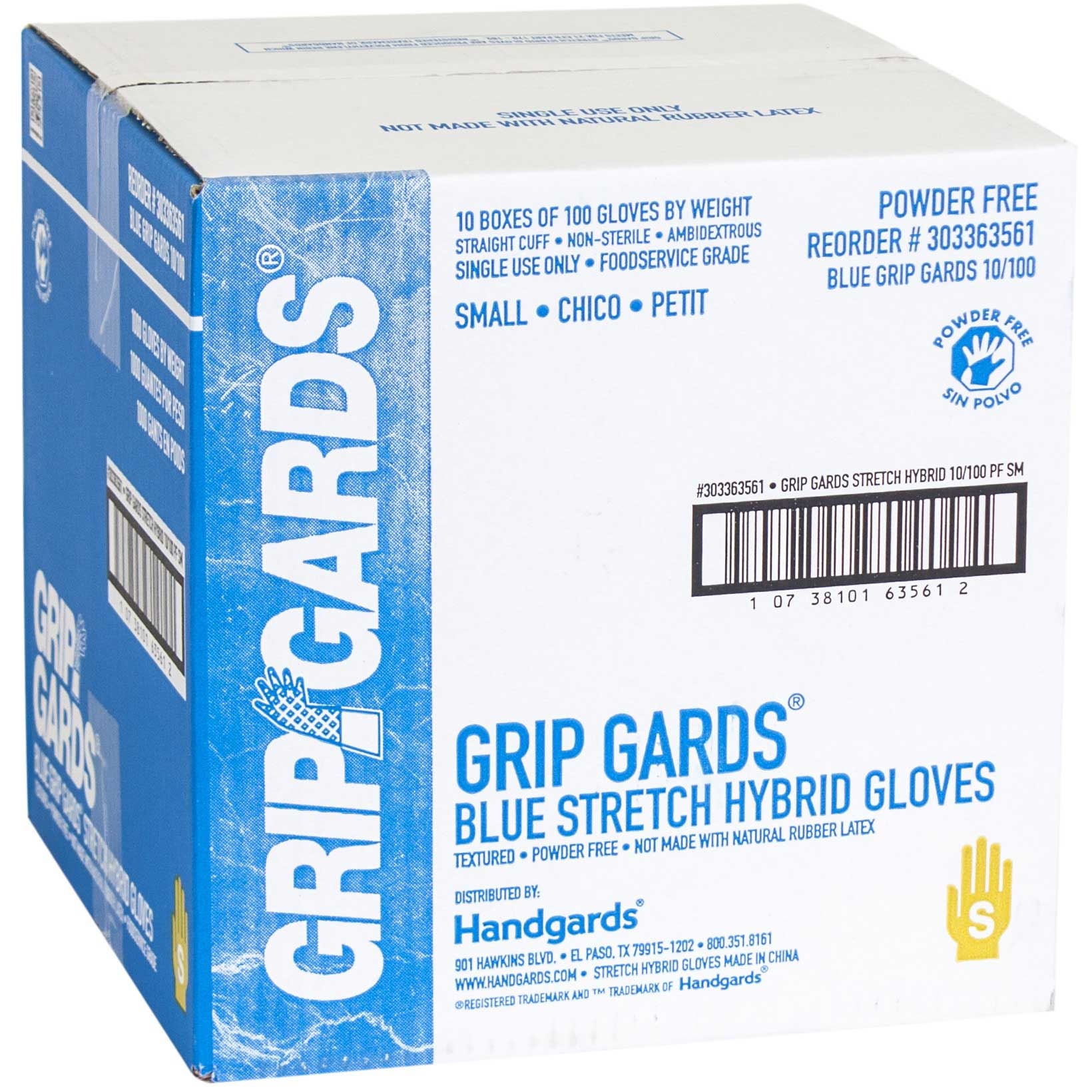 Grip Gards Blue Small Stretch Hybrid Gloves, 100 count per pack -- 10 per case.